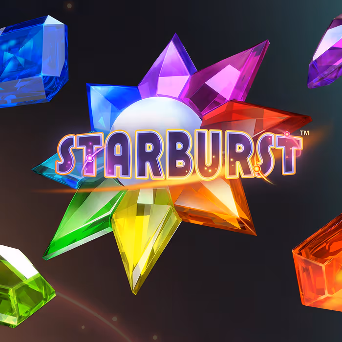 Starburst slot exploding with rainbow jewels and re-spins